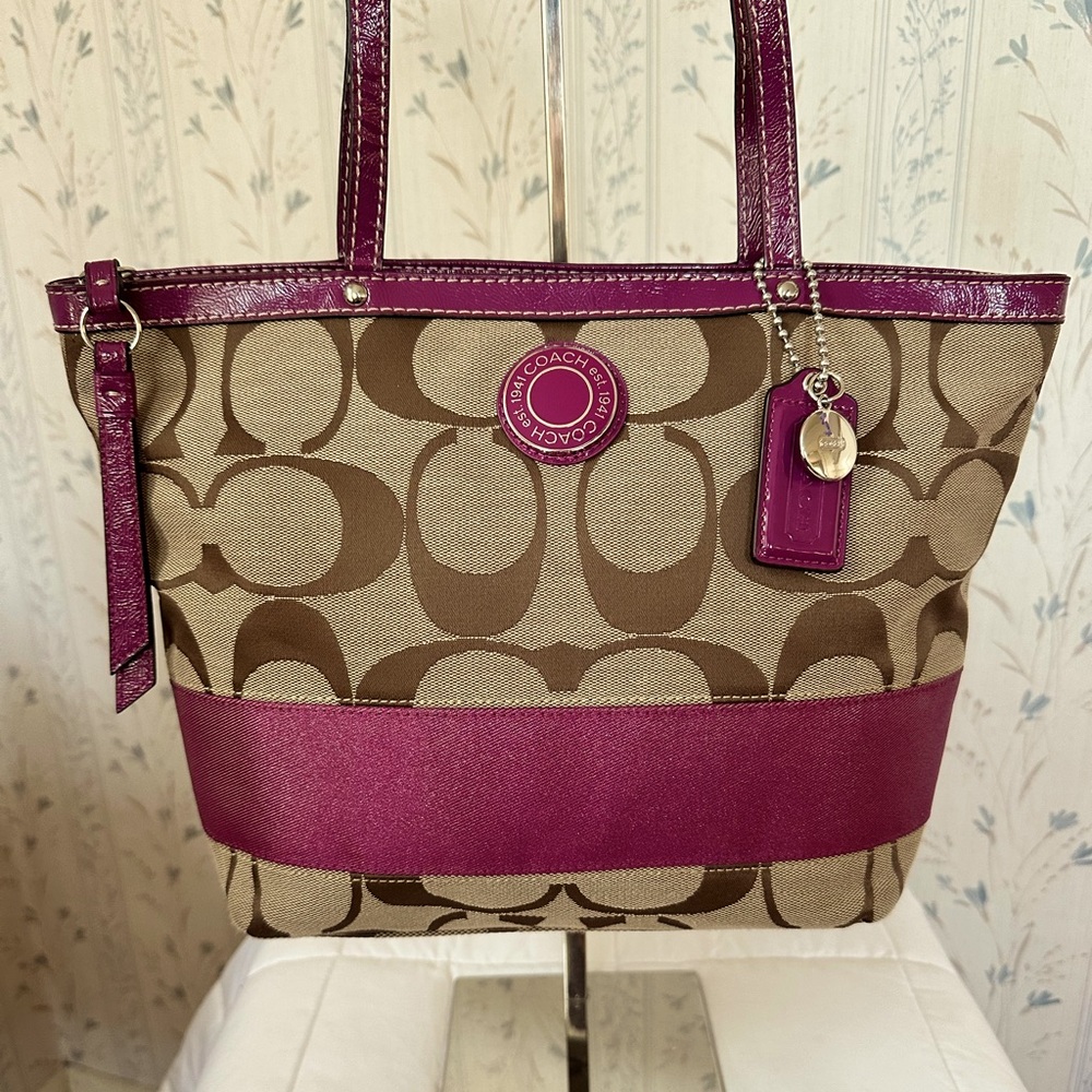 Coach Brown and Pink Tote with Signature Style